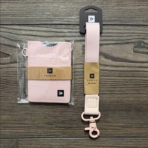 NEW Thread Wallets Card Holder & Lanyard Keychain Set in Pink